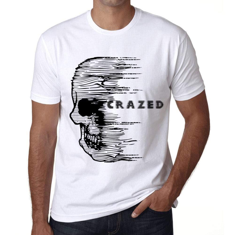 Homme T-Shirt Graphique Imprimé Vintage Tee Anxiety Skull Crazed Blanc