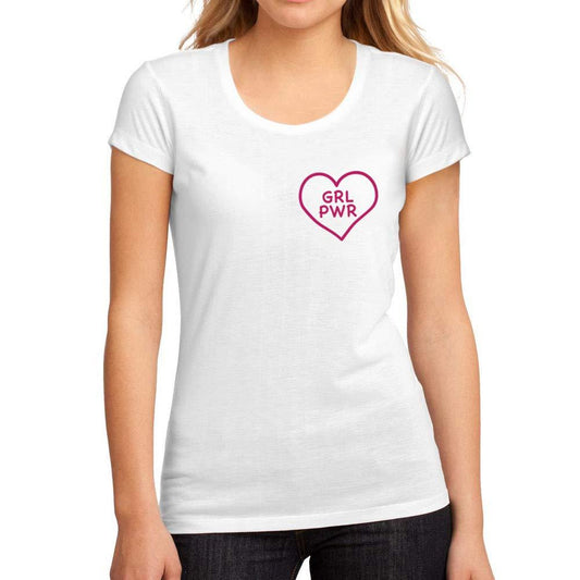 Femme Graphique Tee Shirt Girl Power Heart Blanc