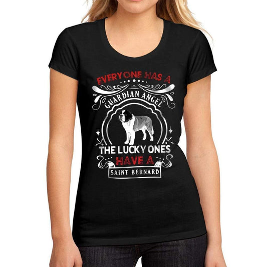 Femme Graphique Tee Shirt Chien Saint Bernard Noir Profond