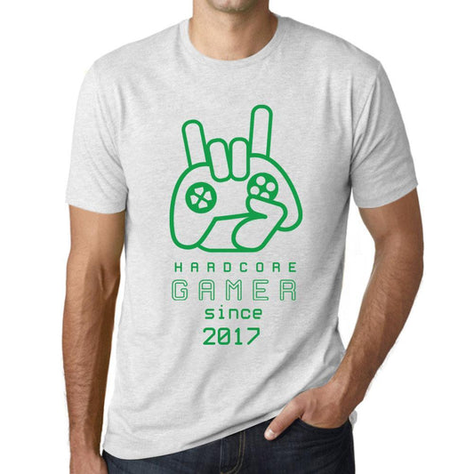 Men&rsquo;s Graphic T-Shirt Hardcore Gamer Since 2017 Vintage White - Ultrabasic