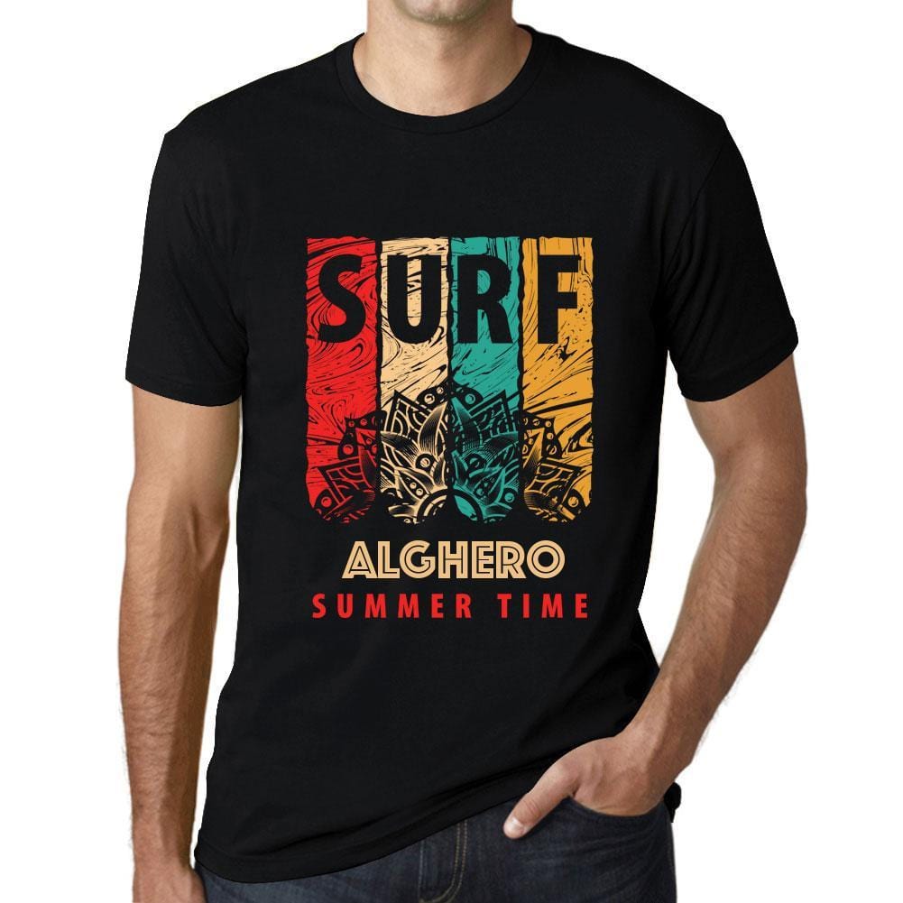 Men&rsquo;s Graphic T-Shirt Surf Summer Time ALGHERO Deep Black - Ultrabasic