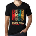 Men's Graphic T-Shirt V Neck Surf Summer Time BLUE HILL Deep Black