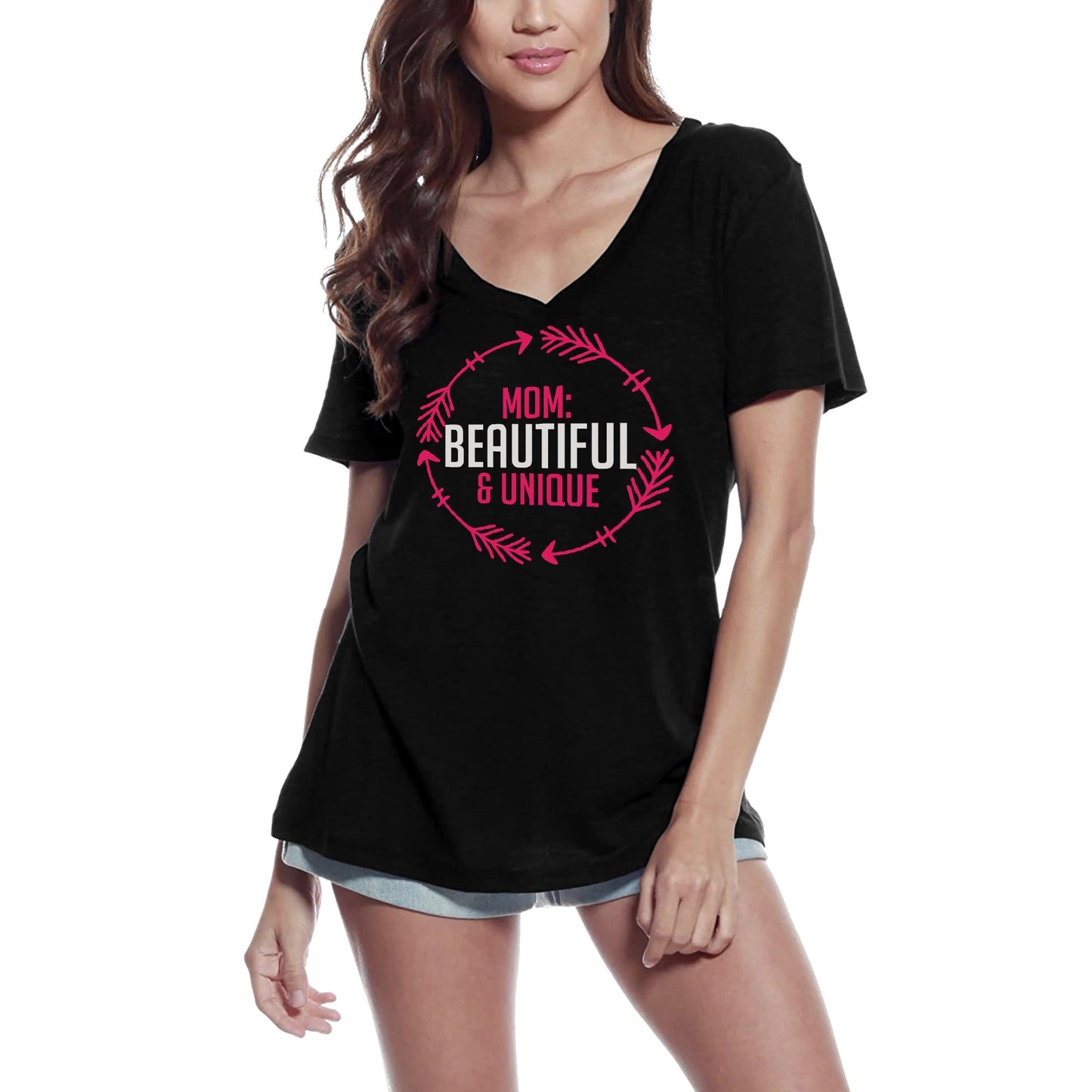 ULTRABASIC Women's T-Shirt Mom Beautiful and Unique - Short Sleeve Tee Shirt Tops