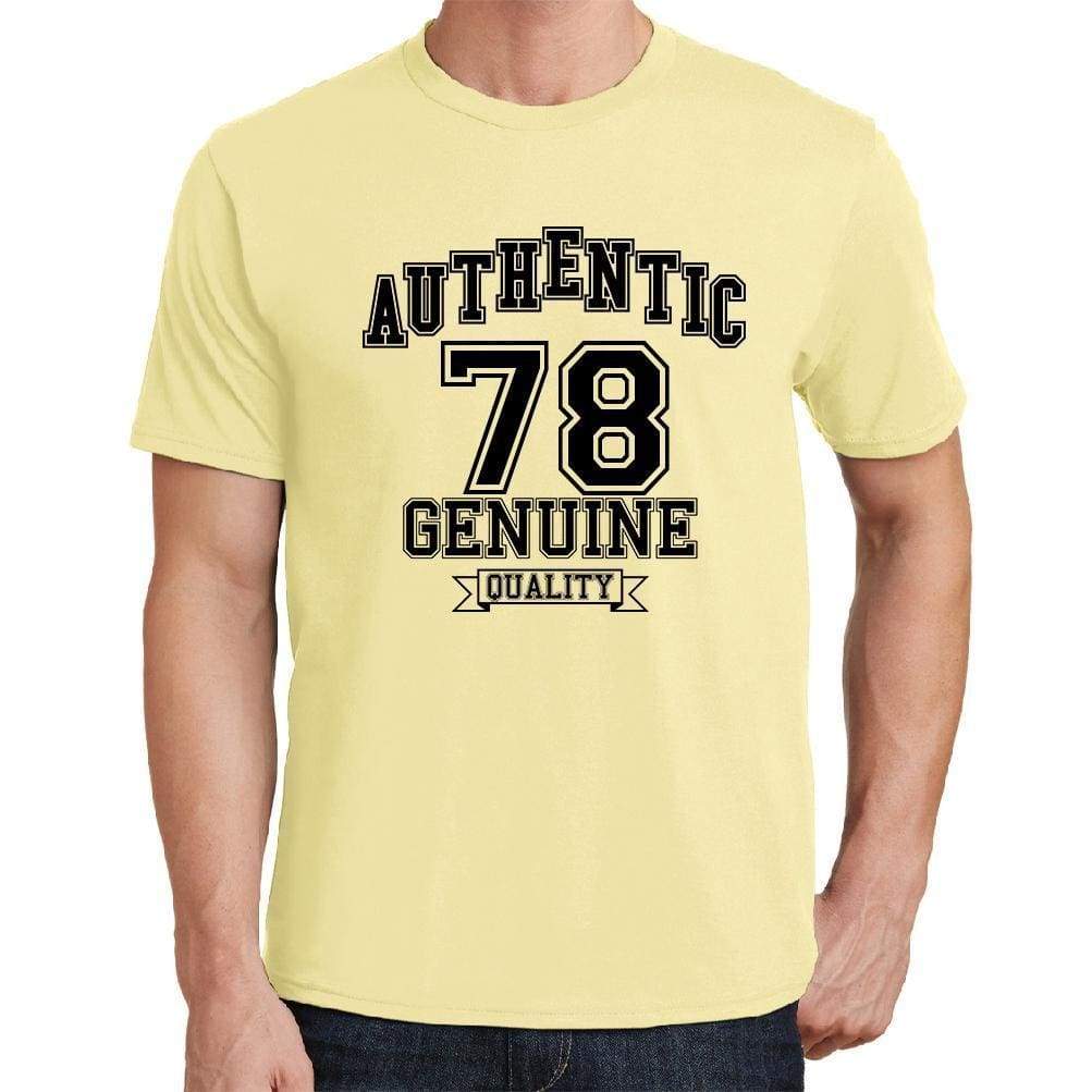 78 Authentic Genuine Yellow Mens Short Sleeve Round Neck T-Shirt 00119 - Yellow / S - Casual