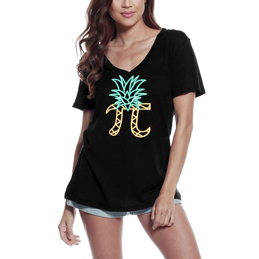 ULTRABASIC Women's V-Neck T-Shirt Pi Day Pineapple Nerd Math - Funny Gift Tee Shirt