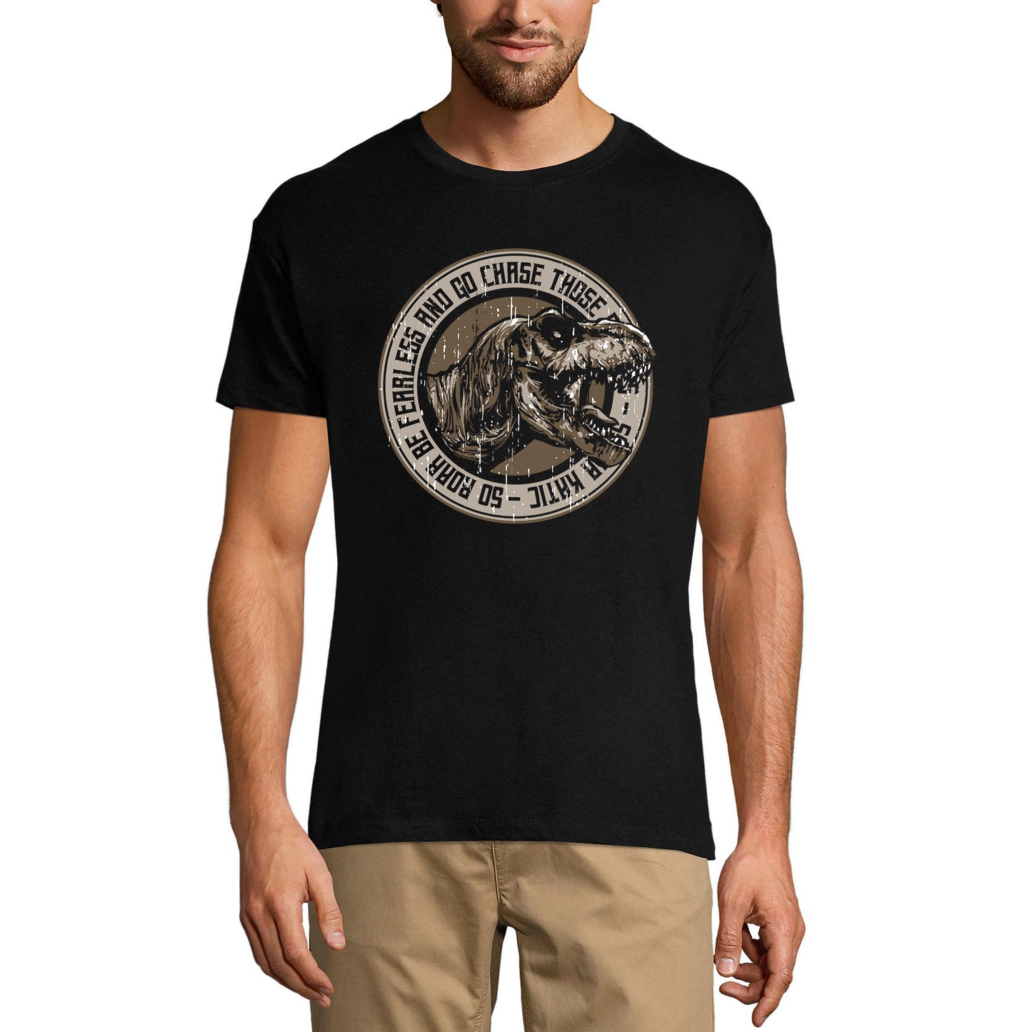 ULTRABASIC Herren T-Shirt Roar Be Fearless and Chase – Tyrannosaurus T-Rex Shirt