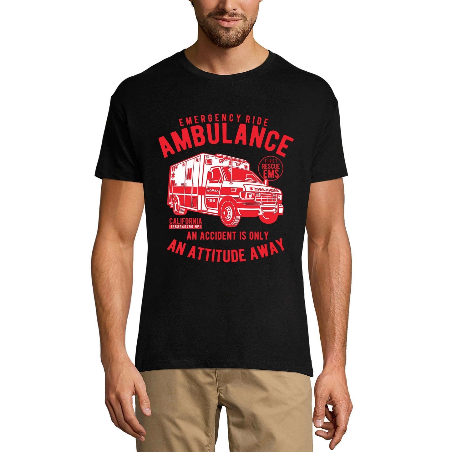 ULTRABASIC Men's T-Shirt Emergency Ride Ambulance - California Shirt for Men