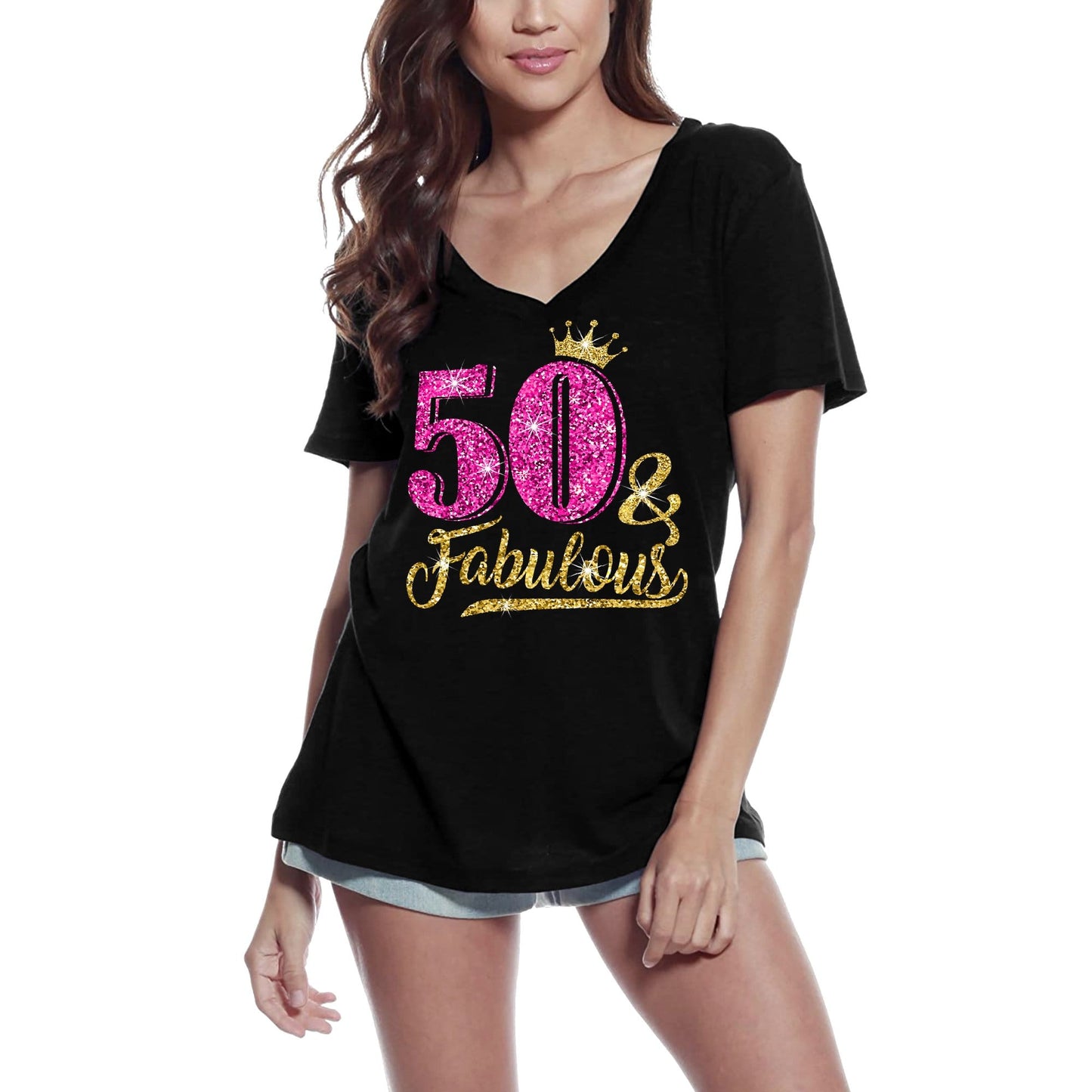 ULTRABASIC Women's T-Shirt 50 and Fabulous - Shirt for 50th Birthday Gifts Novelty