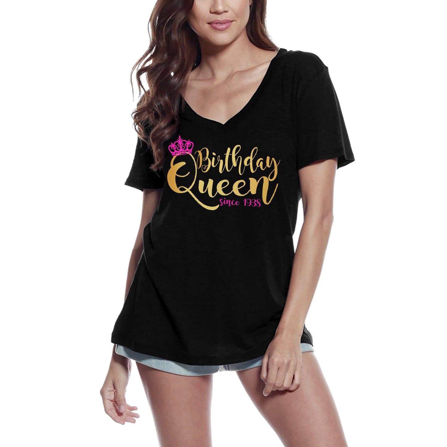 ULTRABASIC Women's T-Shirt Birthday Queen Since 1938 Year - Crown 82nd Birthday Shirt for Ladies