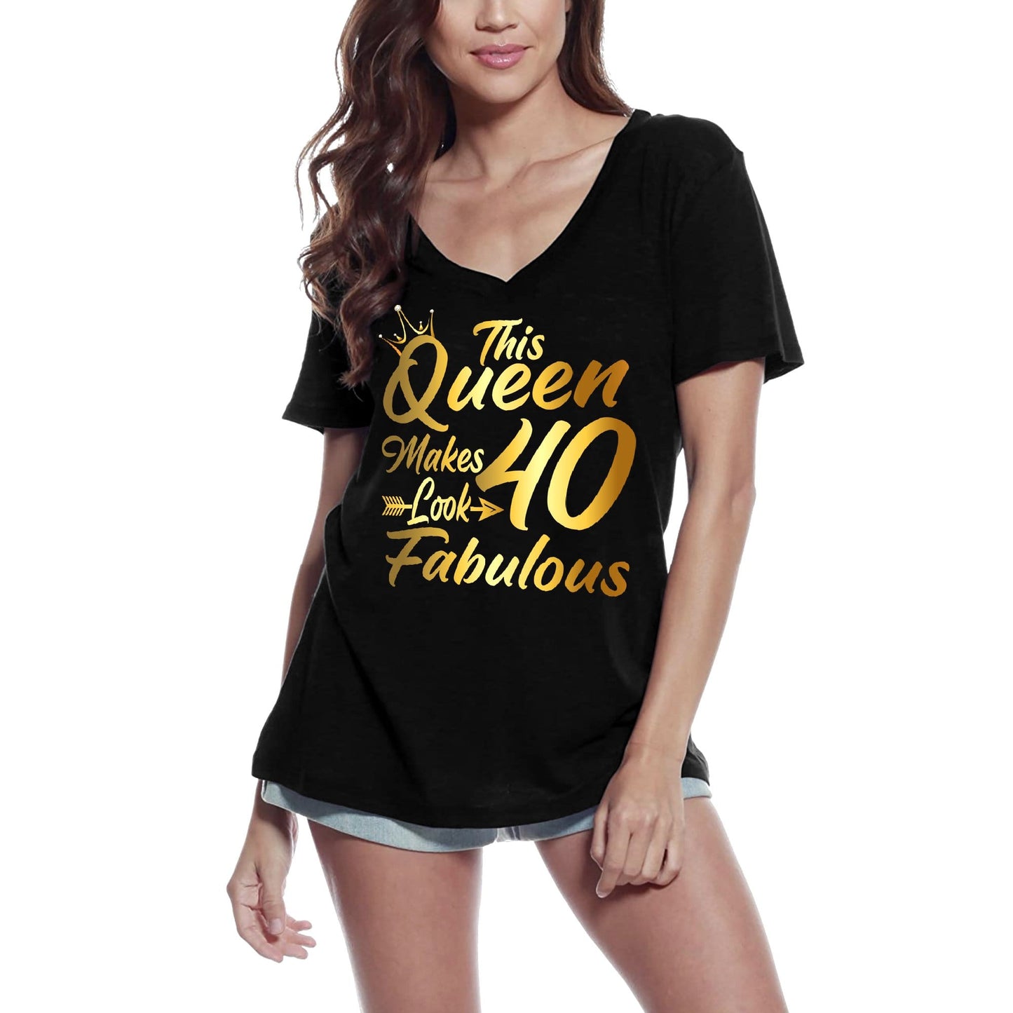 ULTRABASIC Women's T-Shirt This Queen Makes 40 Look Fabolous - 40th Birthday Shirt for Ladies