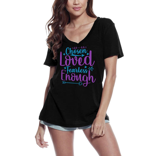 ULTRABASIC Women's T-Shirt Chosen Loved Fearless Enough - Short Sleeve Tee Shirt Tops