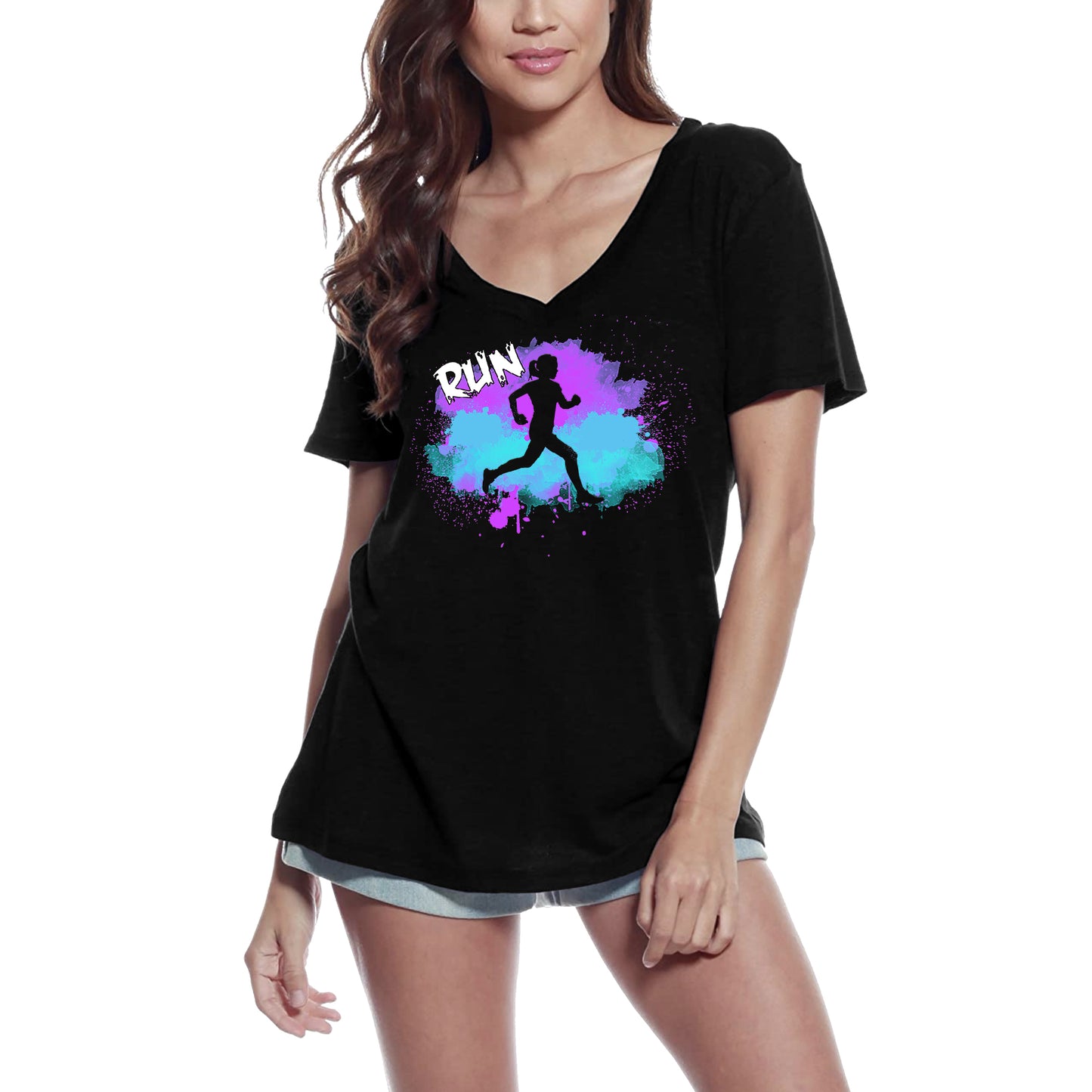 ULTRABASIC Women's T-Shirt Colorful Run - Running Tee Shirt Tops