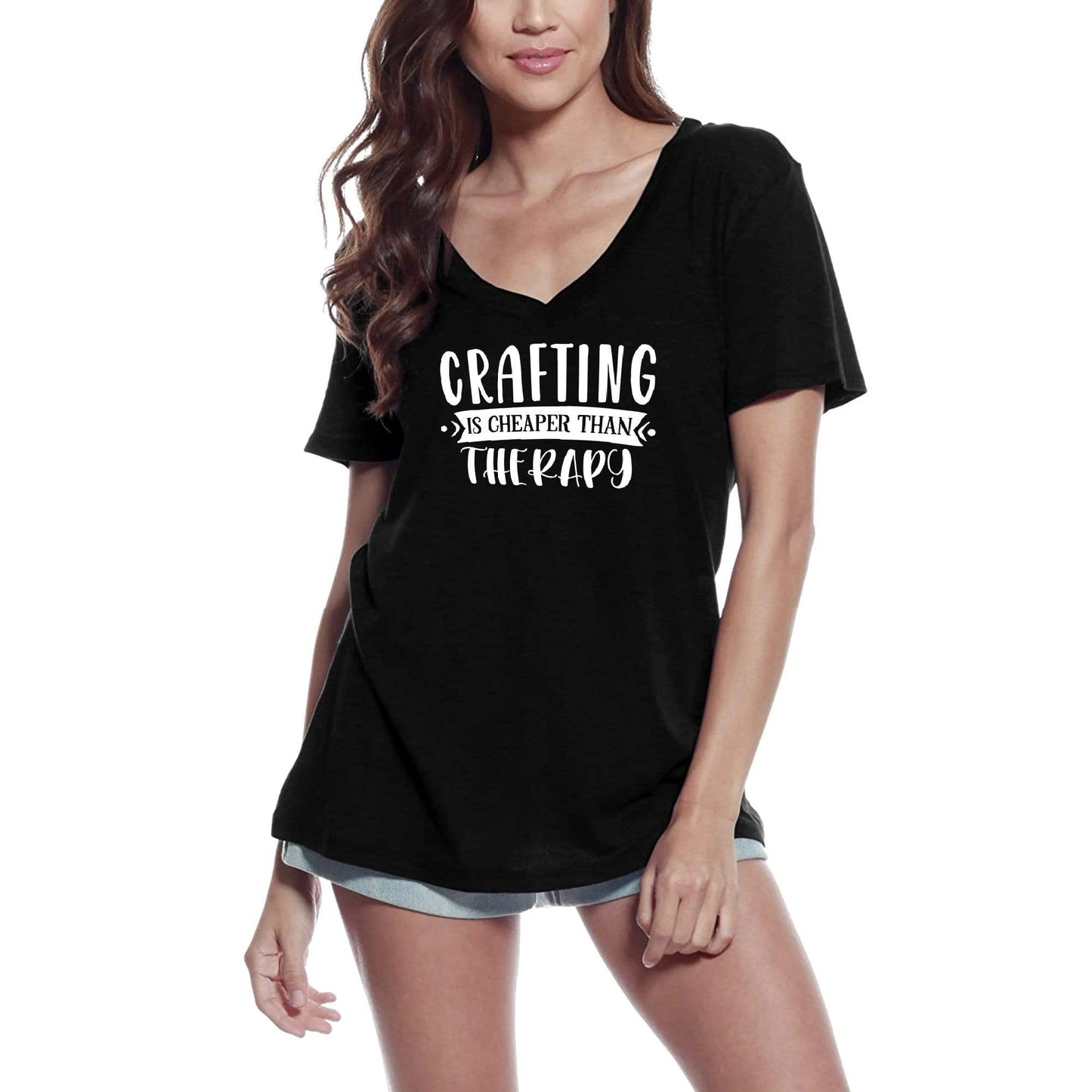 ULTRABASIC Women's T-Shirt Crafting is Cheaper Than Therapy - Funny Quote