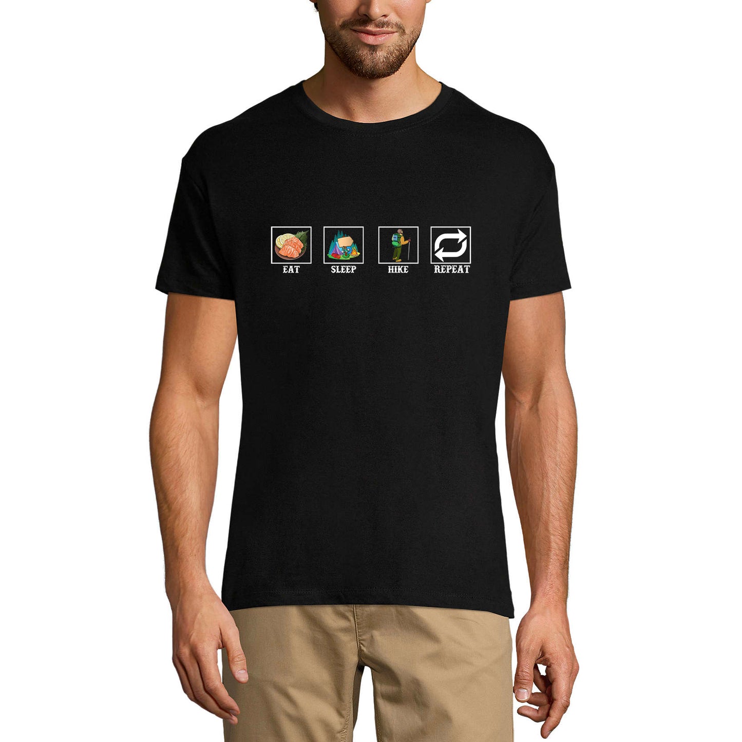 ULTRABASIC Men's T-Shirt Eat Sleep Hike Repeat - Mountain Hiking Tee Shirt