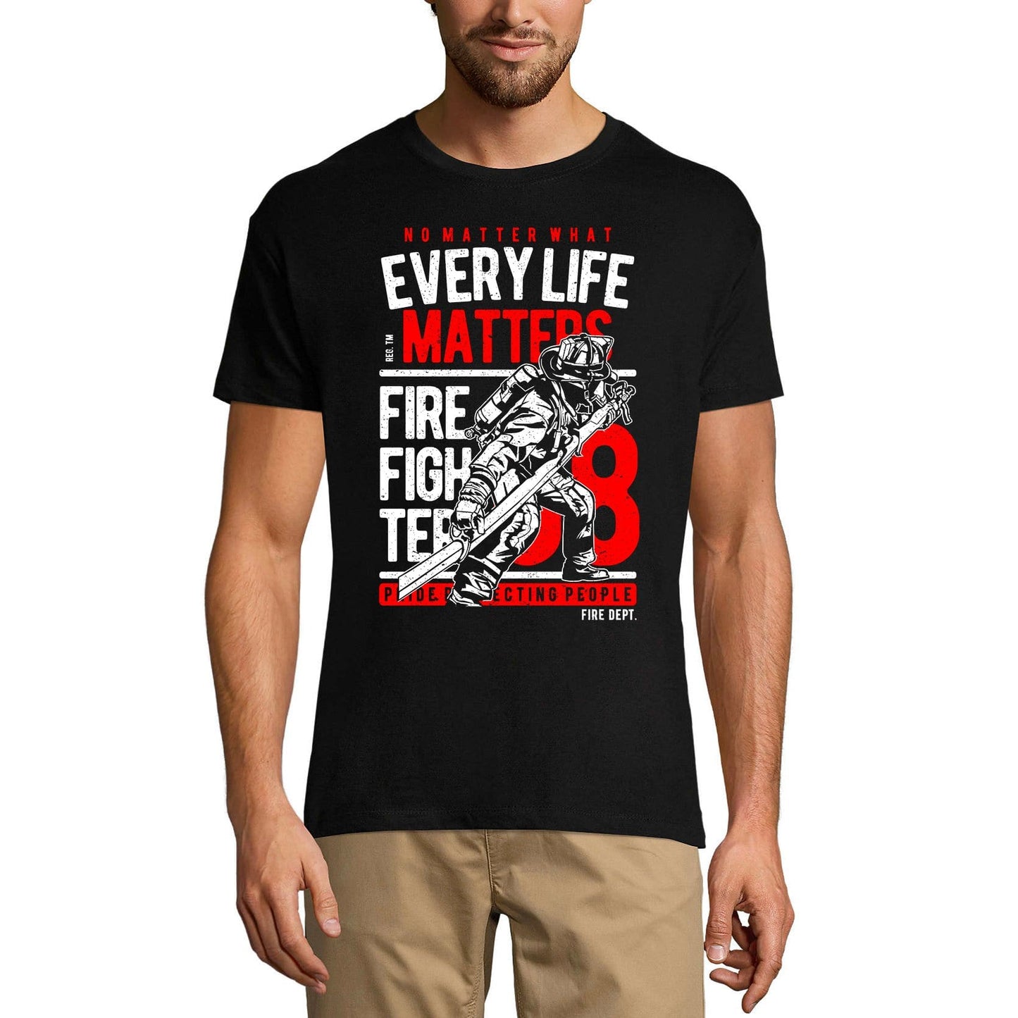 ULTRABASIC Men's Graphic T-Shirt Every Life Matters - Shirt For Firefighters - Quotes