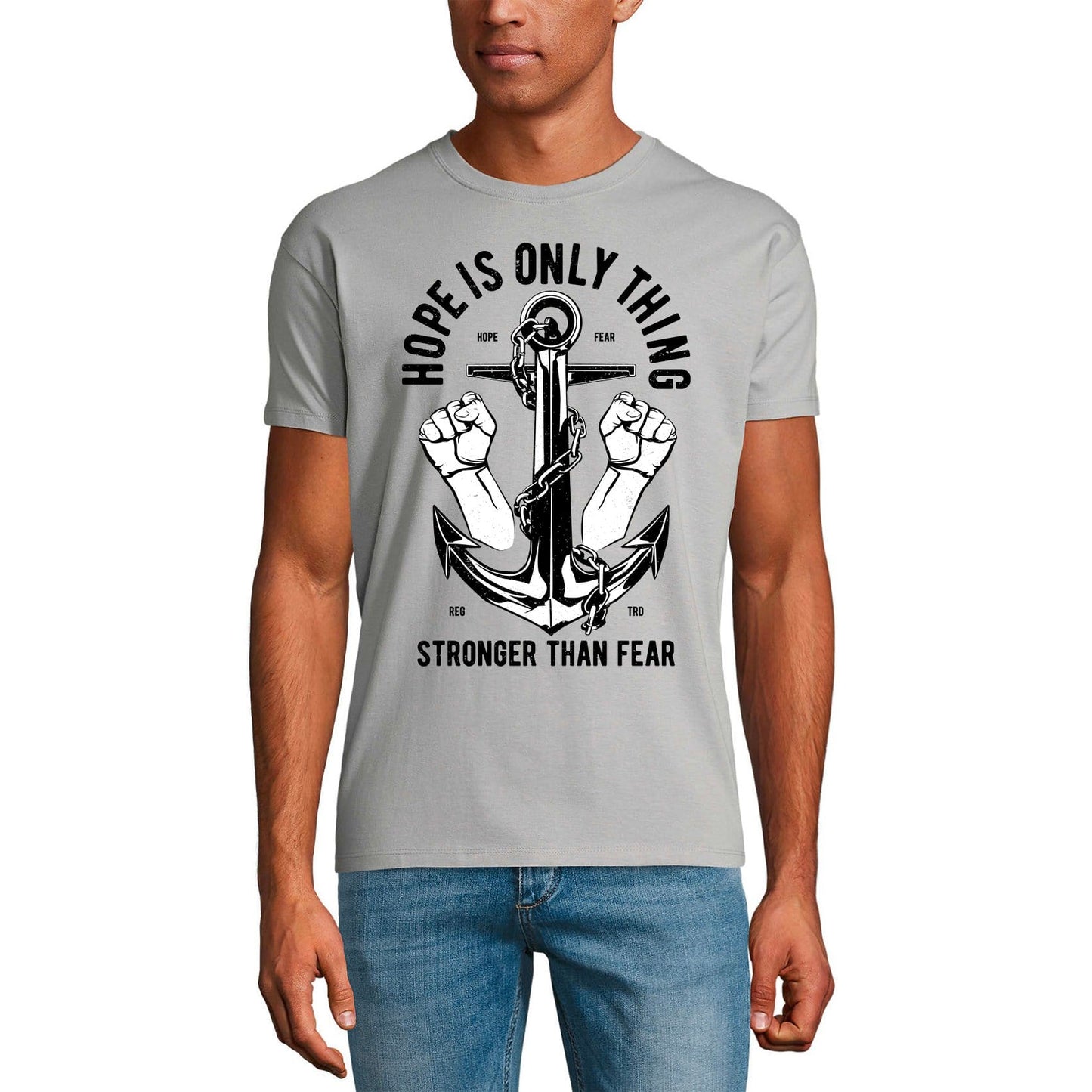 ULTRABASIC Men's T-Shirt Hope Is Only Thing Stronger Than Fear - Anchor Tee Shirt