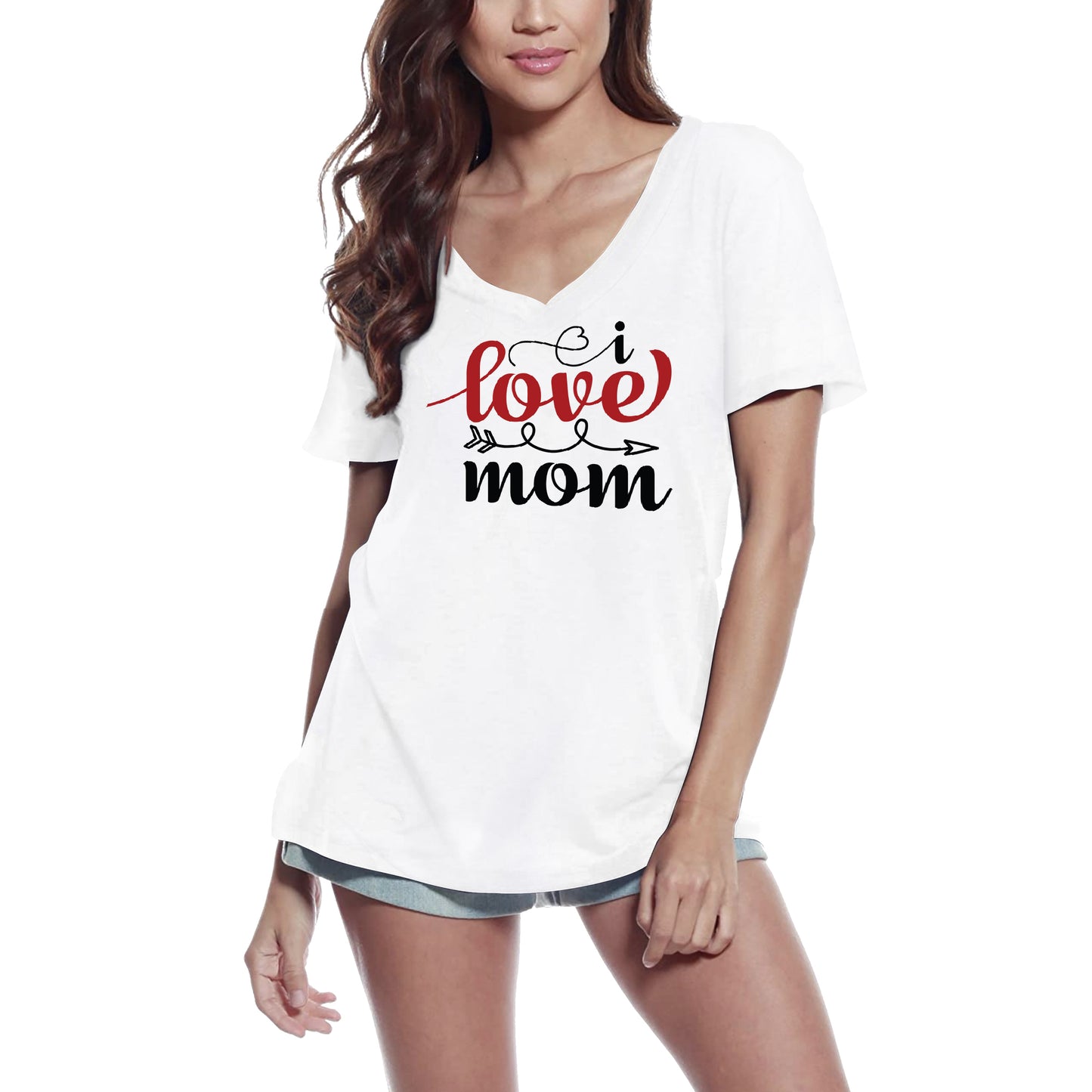 ULTRABASIC Women's T-Shirt I Love Mom - Mother Short Sleeve Tee Shirt Gift Tops