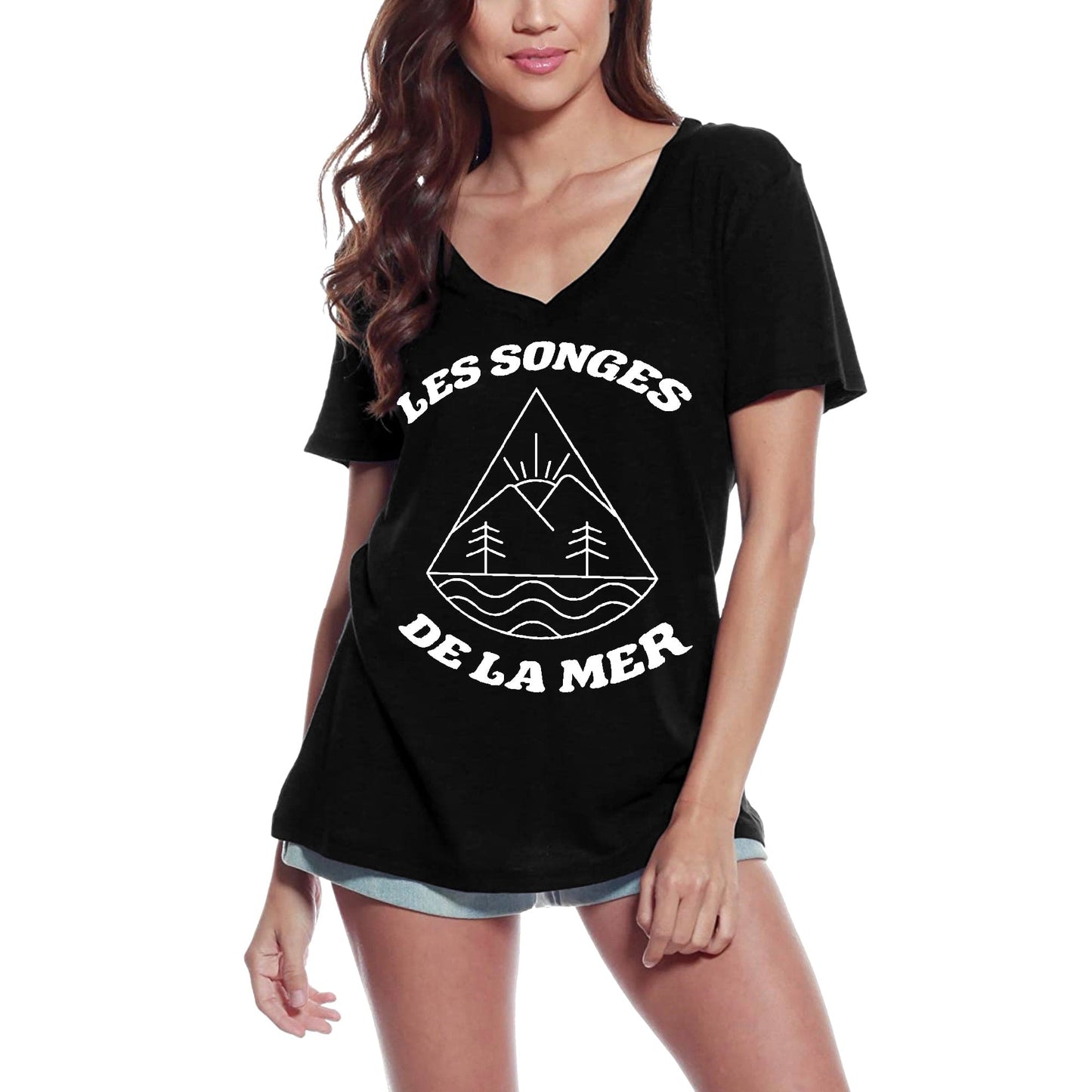 ULTRABASIC T-Shirt Bio Femme Les Songes de la Mer - Coucher de soleil à la montagne 