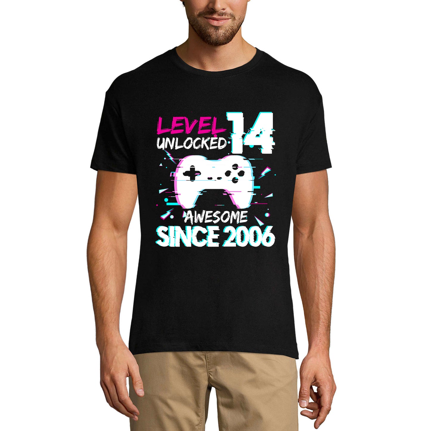 ULTRABASIC Men's Gaming T-Shirt Level 14 Unlocked - Awesome Since 2006 - 14th Birthday Gift