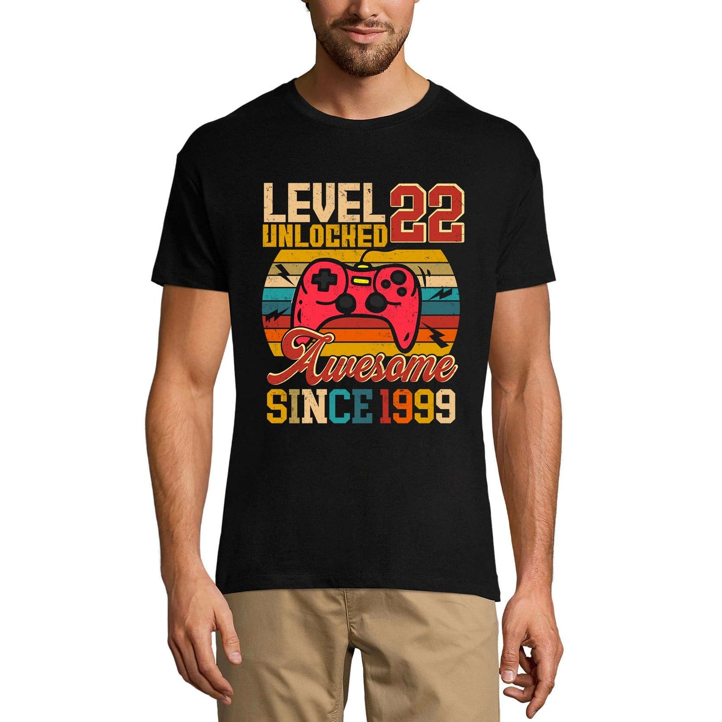 ULTRABASIC Men's Gaming T-Shirt Level 22 Unlocked - Gamer Gift Tee Shirt for 22th Birthday