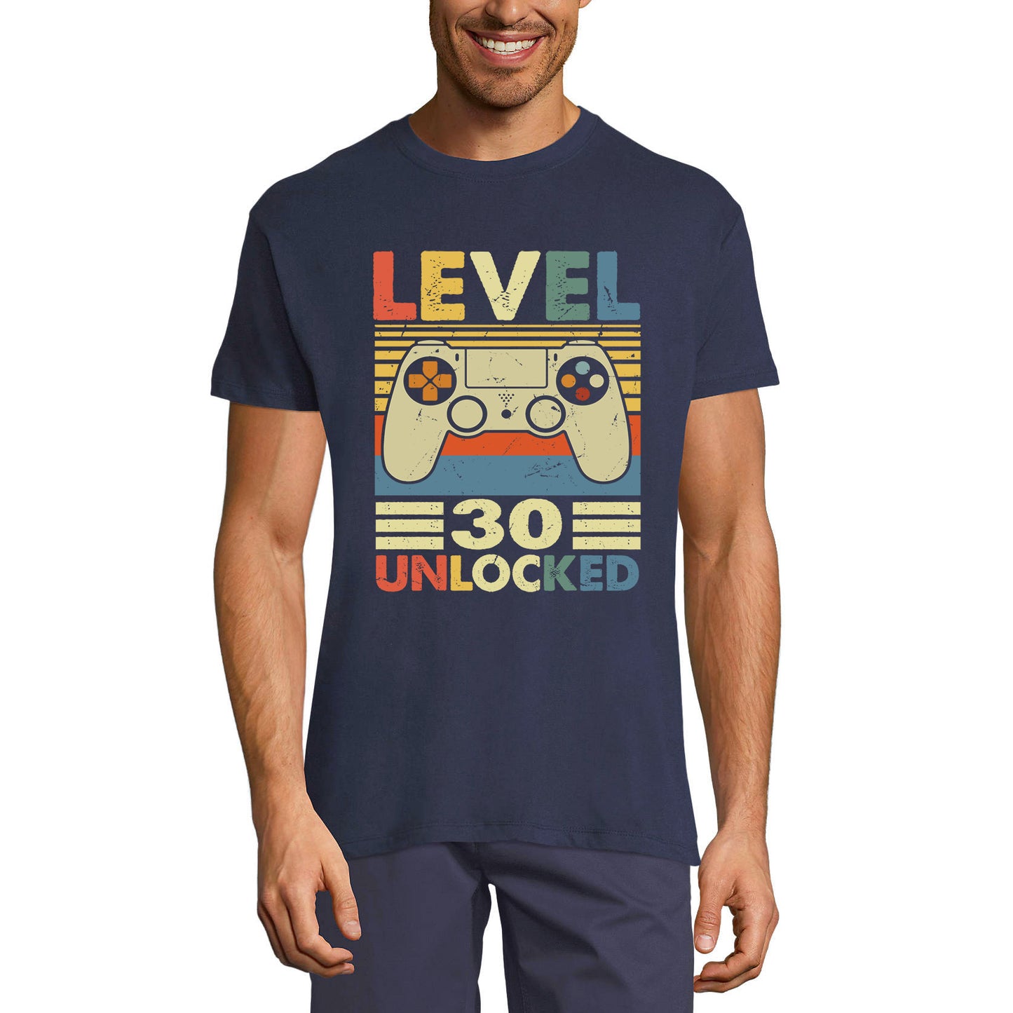 ULTRABASIC Men's Gaming T-Shirt Level 30 Unlocked - Retro Gamer 30th Birthday Tee Shirt