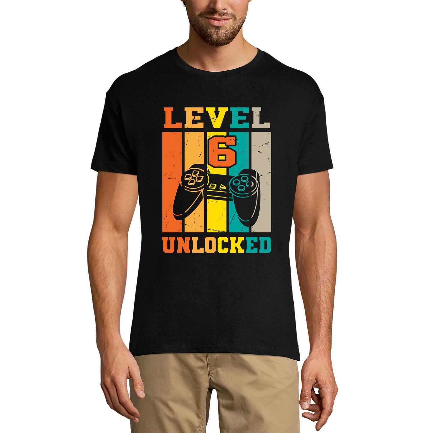 ULTRABASIC Men's Gaming T-Shirt Level 6 Unlocked - Funny Gamer 6th Birthday Tee Shirt