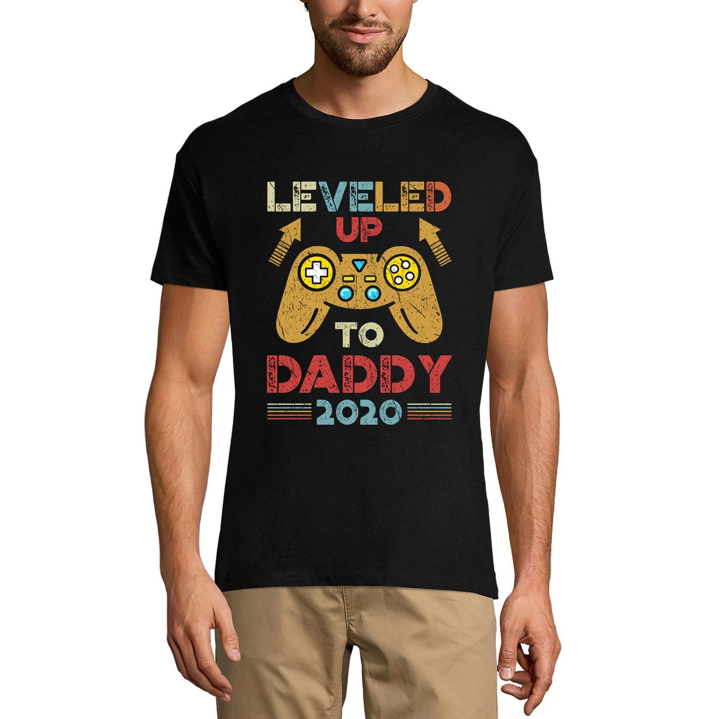 ULTRABASIC Men's Graphic T-Shirt Leveled Up To Daddy 2020 - Gaming Shirt - Dad Gamer