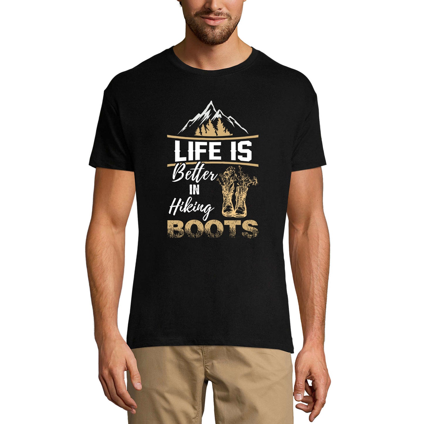 ULTRABASIC Men's T-Shirt Life is Better in Hiking Boots - Mountain Hiker Tee Shirt