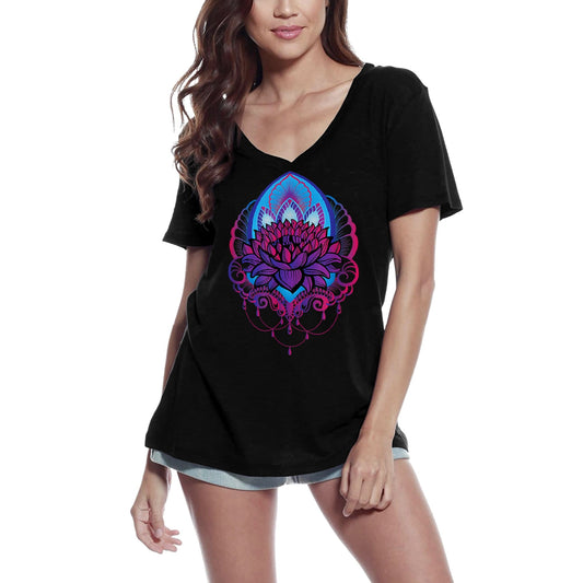 ULTRABASIC Women's V-Neck T-Shirt Lotus Flower of Life - Spiritual Meditation Yoga Gift Tee Shirt