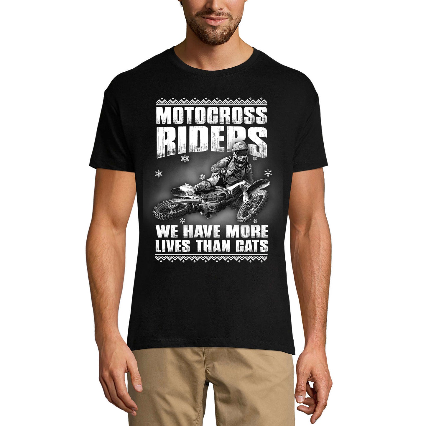 ULTRABASIC Men's T-Shirt Motocross Riders We Have More Lives Than Cats - Funny Humor Biker Tee Shirt