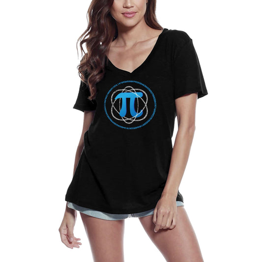 ULTRABASIC Women's V-Neck T-Shirt Pi Atom Blue Pi Day - National Pi Day