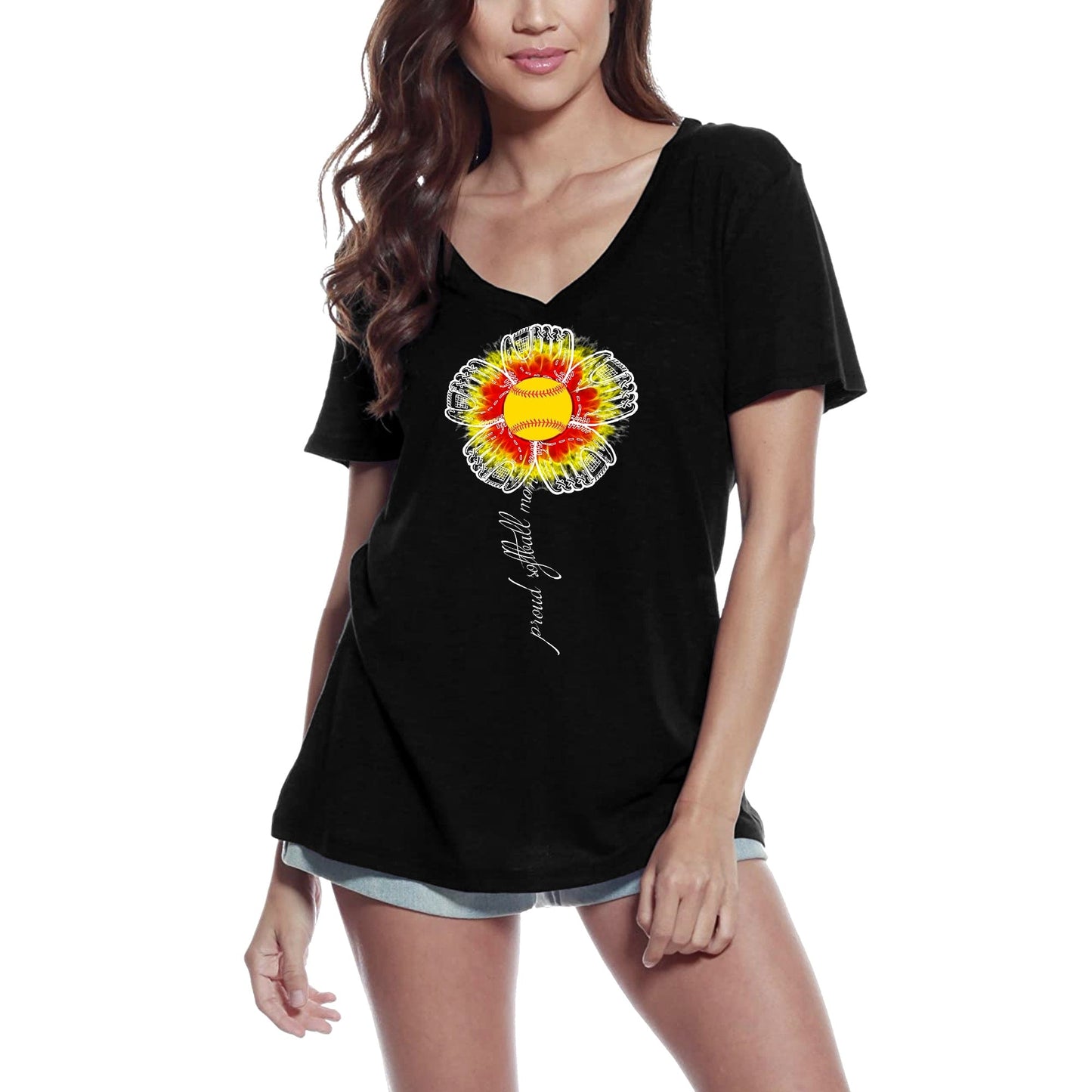 ULTRABASIC T-Shirt Femme Fière Softball Maman - Sport Mère Tee Shirt