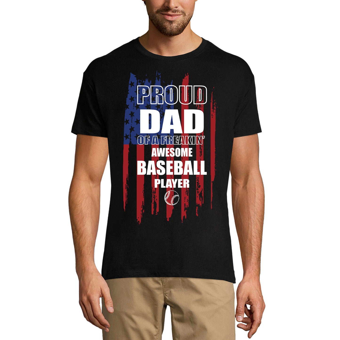 ULTRABASIC Men's Graphic T-Shirt Proud Dad Of Freakin' Awesome Baseball Player