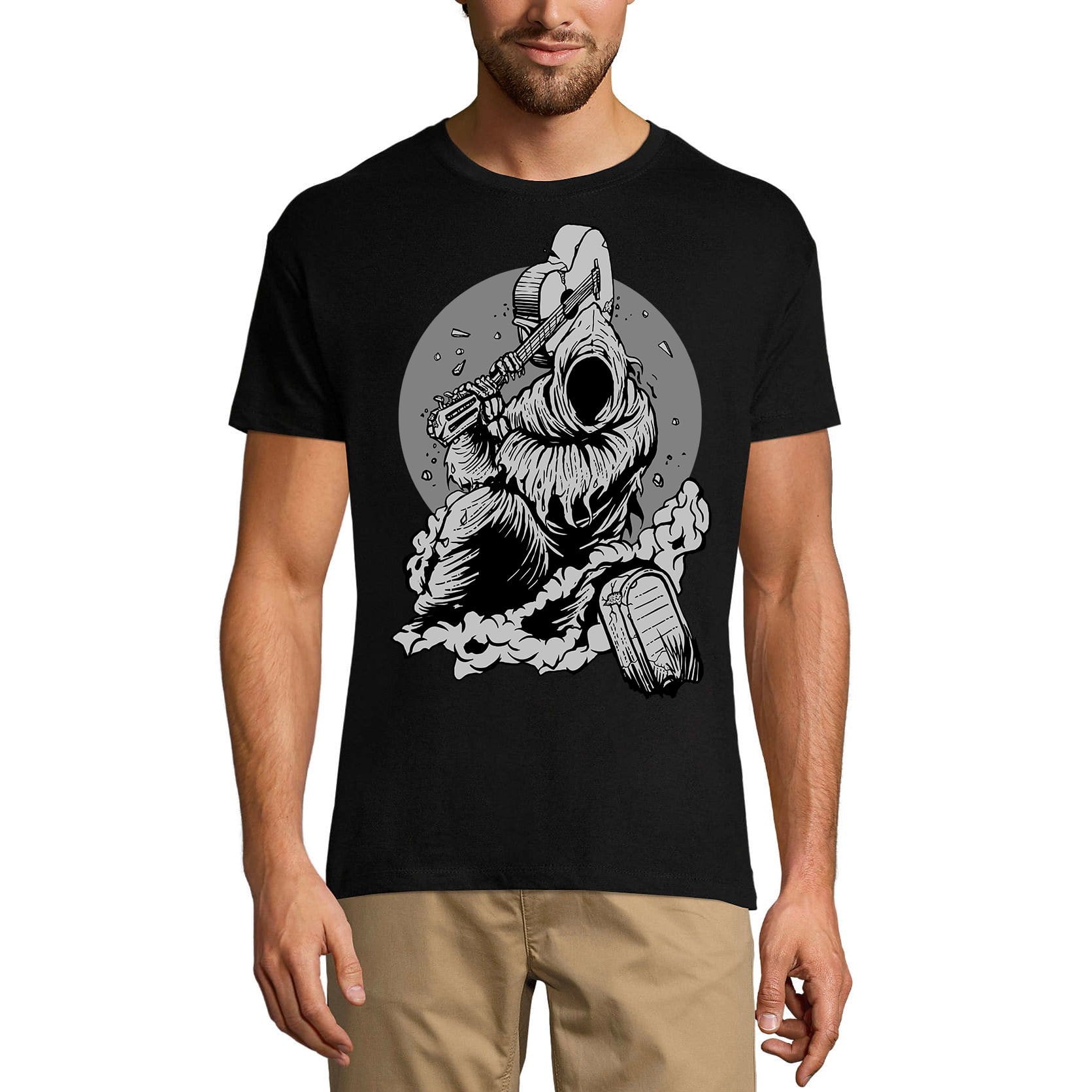 ULTRABASIC Men's Music T-Shirt Guitar Reaper on Grave - Scary Halloween Shirt  death note tshirt men dr dre anime raw war deathrow cute shirt fisbing batim brewstew gaming cyberpunk apparel thanksgicing storm trooper storm trooper shirt hombre us fashion death real ice cube vintage camisa cyberpunk 2077 star war funny cotton