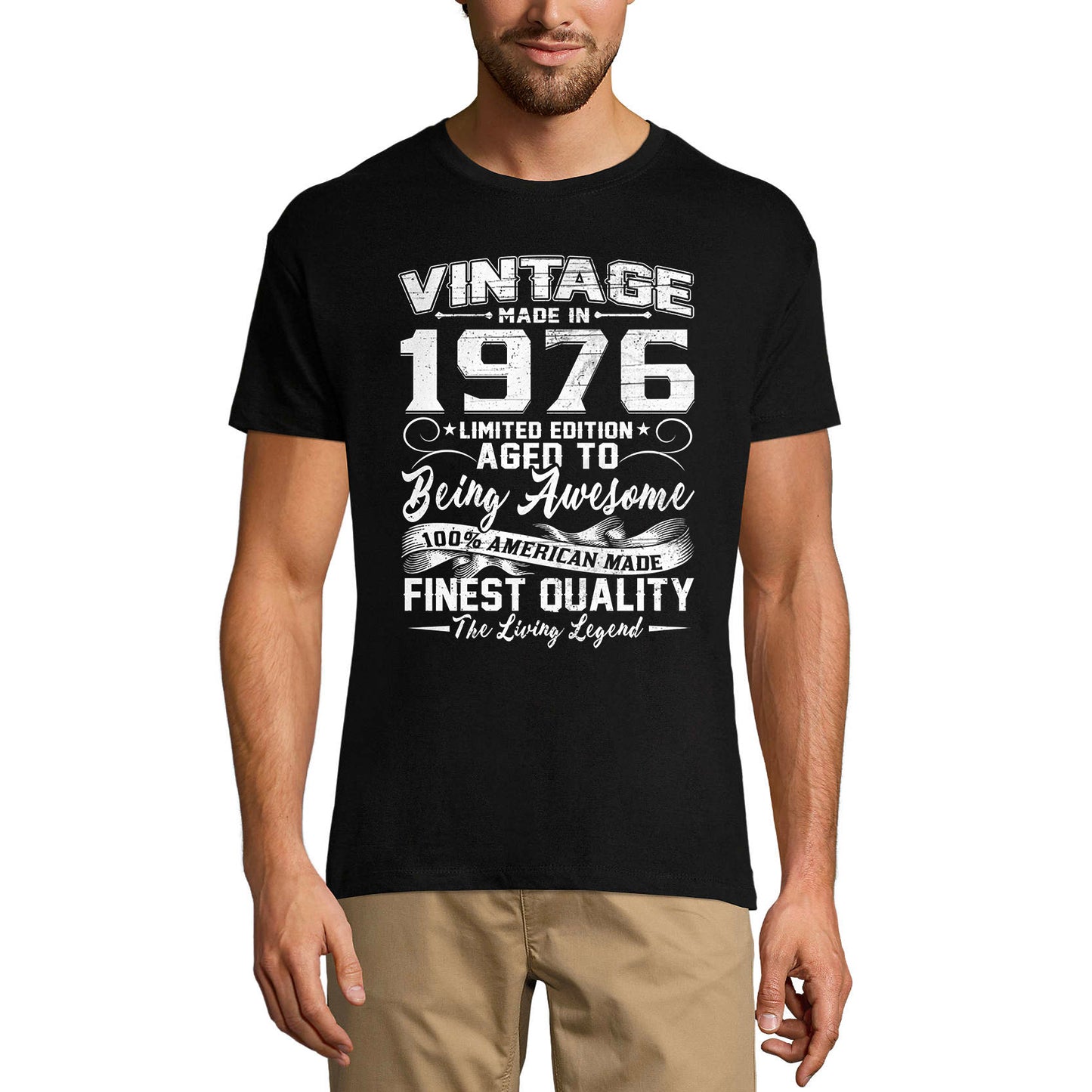 ULTRABASIC Men's T-Shirt Vintage Made in 1976 Aged to Being Awesome - 44th Birthday Tee Shirt