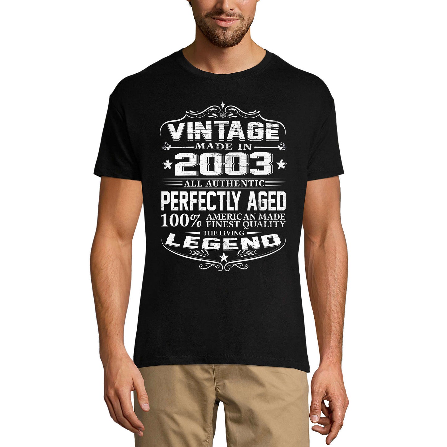 ULTRABASIC Men's T-Shirt Vintage Made in 2003 Perfectly Aged - Living Legend - 17th Birthday Tee Shirt