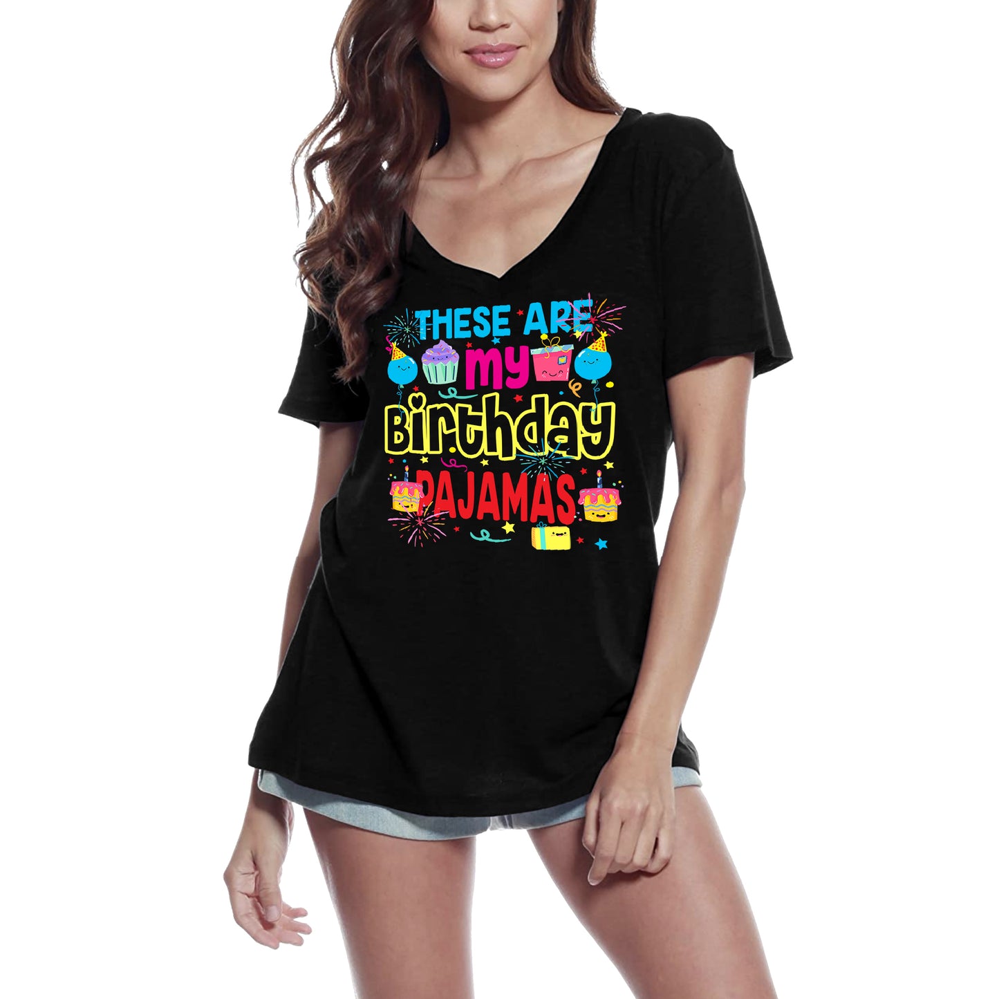 ULTRABASIC Women's T-Shirt These are My Birthday Pajamas - Funny Tee Shirt