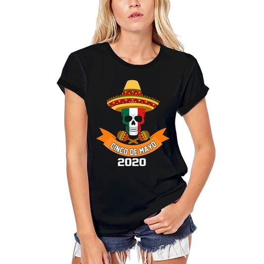 ULTRABASIC Women's Organic T-Shirt Cinco de Mayo 2020 - Skull with Sombrero Party Tee Shirt