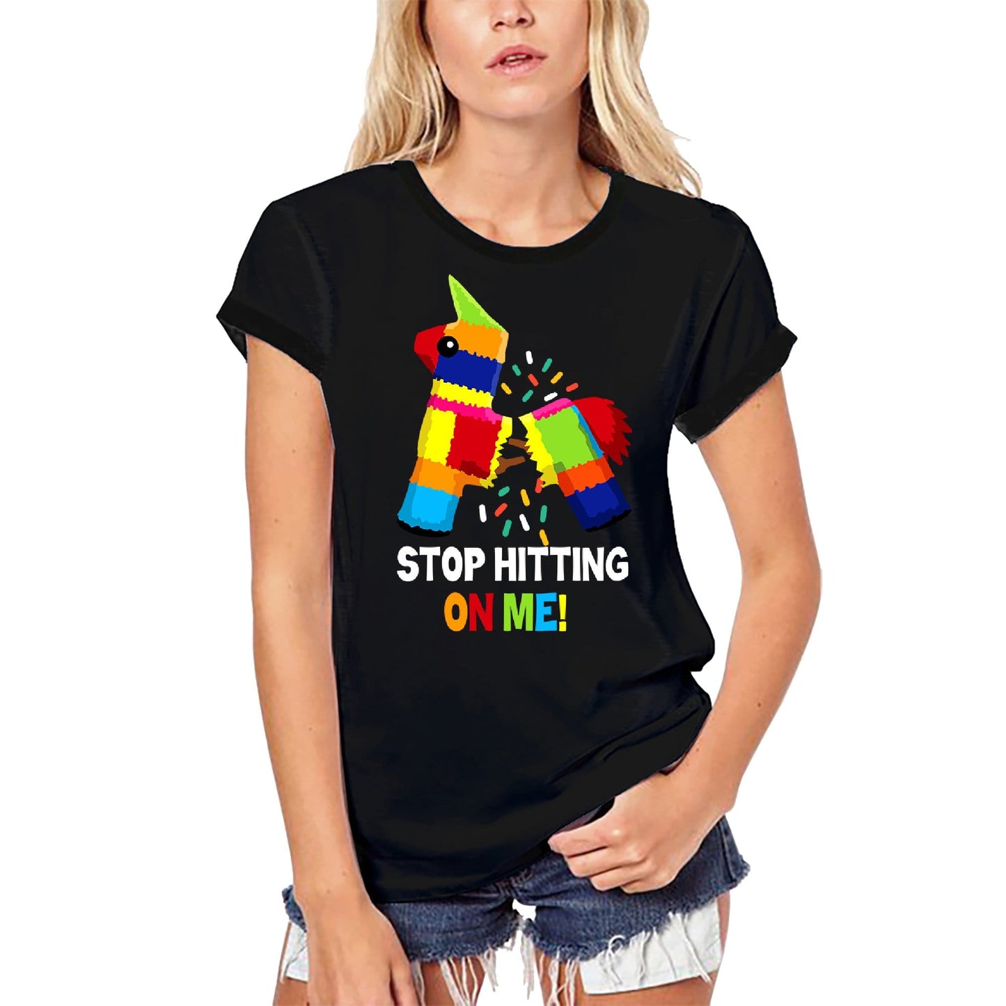 ULTRABASIC Women's Organic T-Shirt Stop Hitting On Me - Mexican Party Outfit