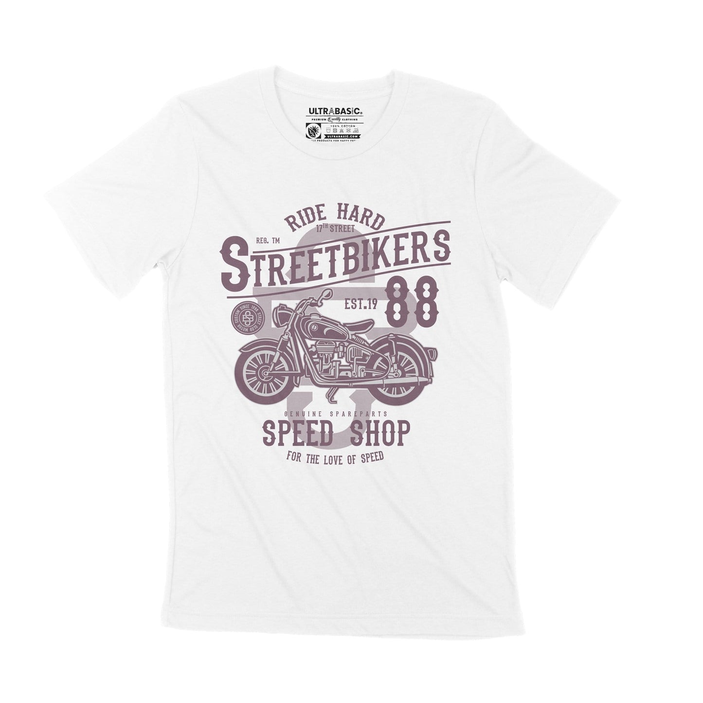 ULTRABASIC Herren-Grafik-T-Shirt Ride Hard 17th Streetbikers – Geschenk für Biker