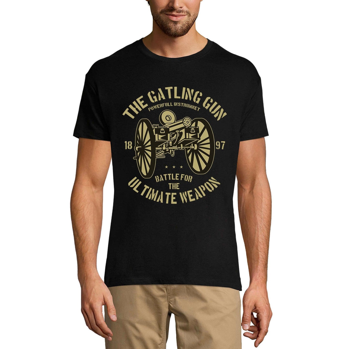 ULTRABASIC Herren-Grafik-T-Shirt The Gatling Gun 1897 – Kampf um die ultimative Waffe