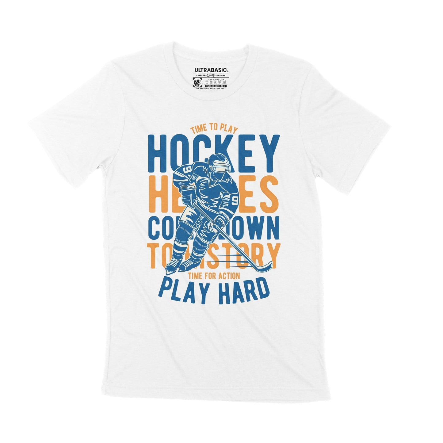 ULTRABASIC Men's Graphic T-Shirt Time To Play Hockey - Play Hard - Time For Action