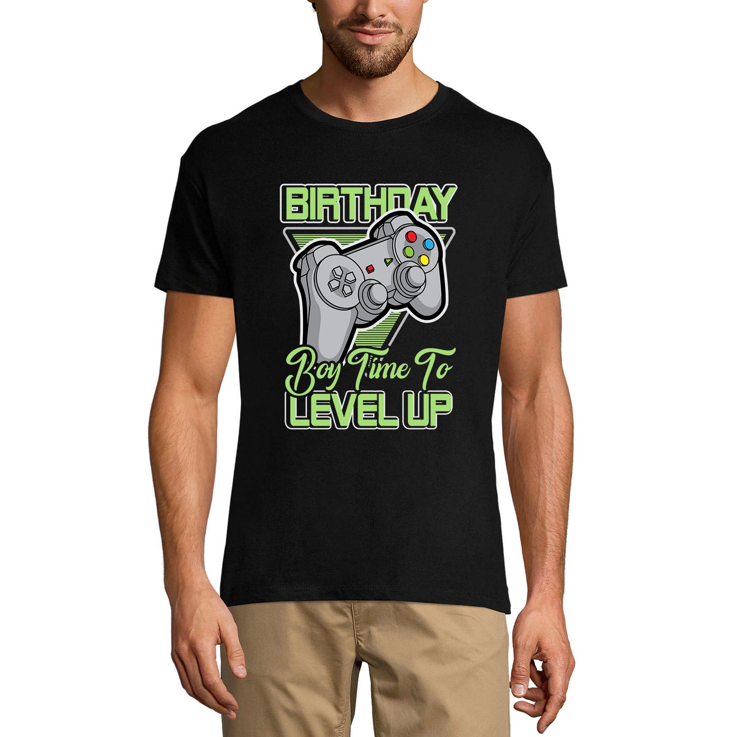 ULTRABASIC Men's Gaming T-Shirt Birthday Boy Time to Level Up - Gamer Tee Shirt