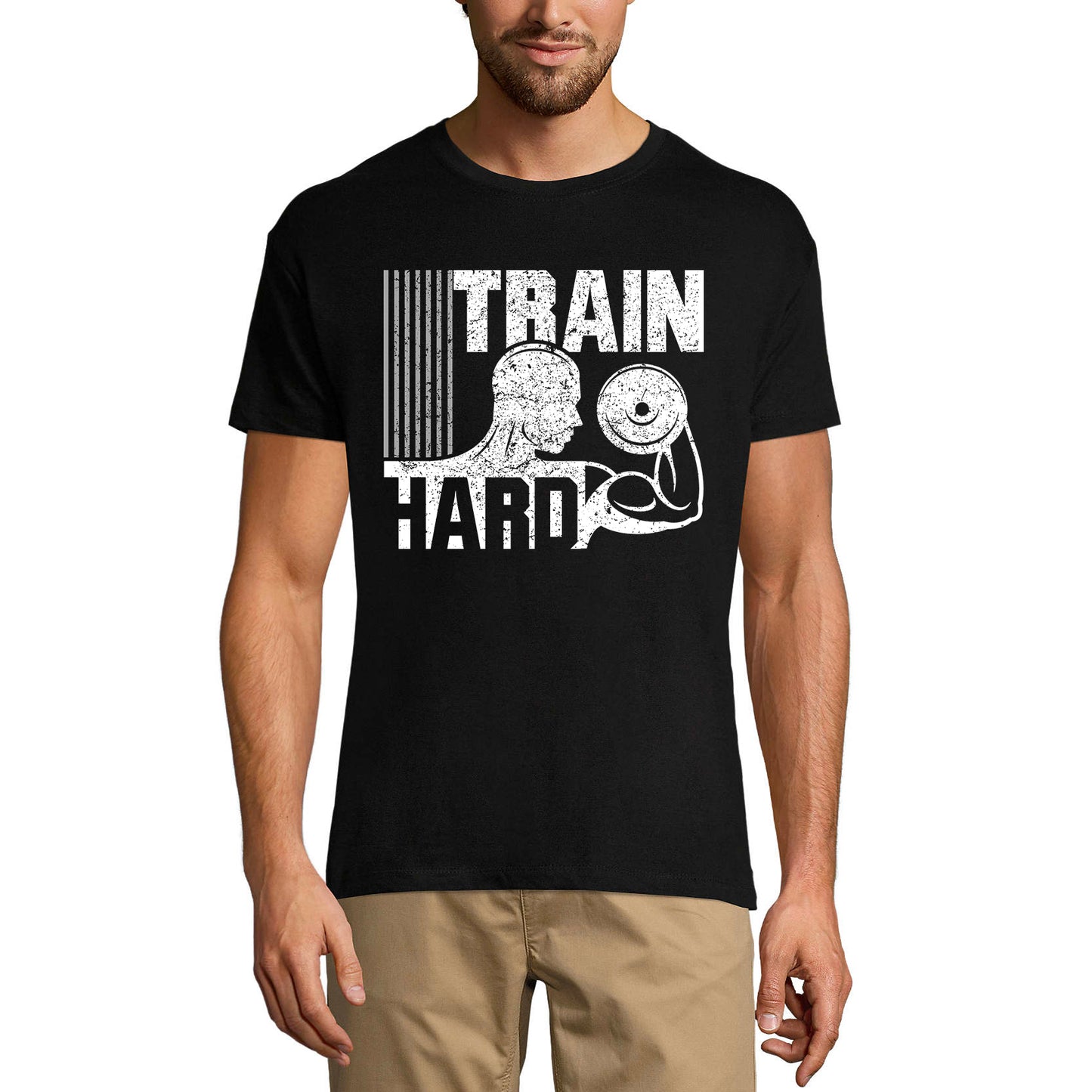 ULTRABASIC Men's Gym T-Shirt Train Hard - Fitness Motivational Workout Shirt