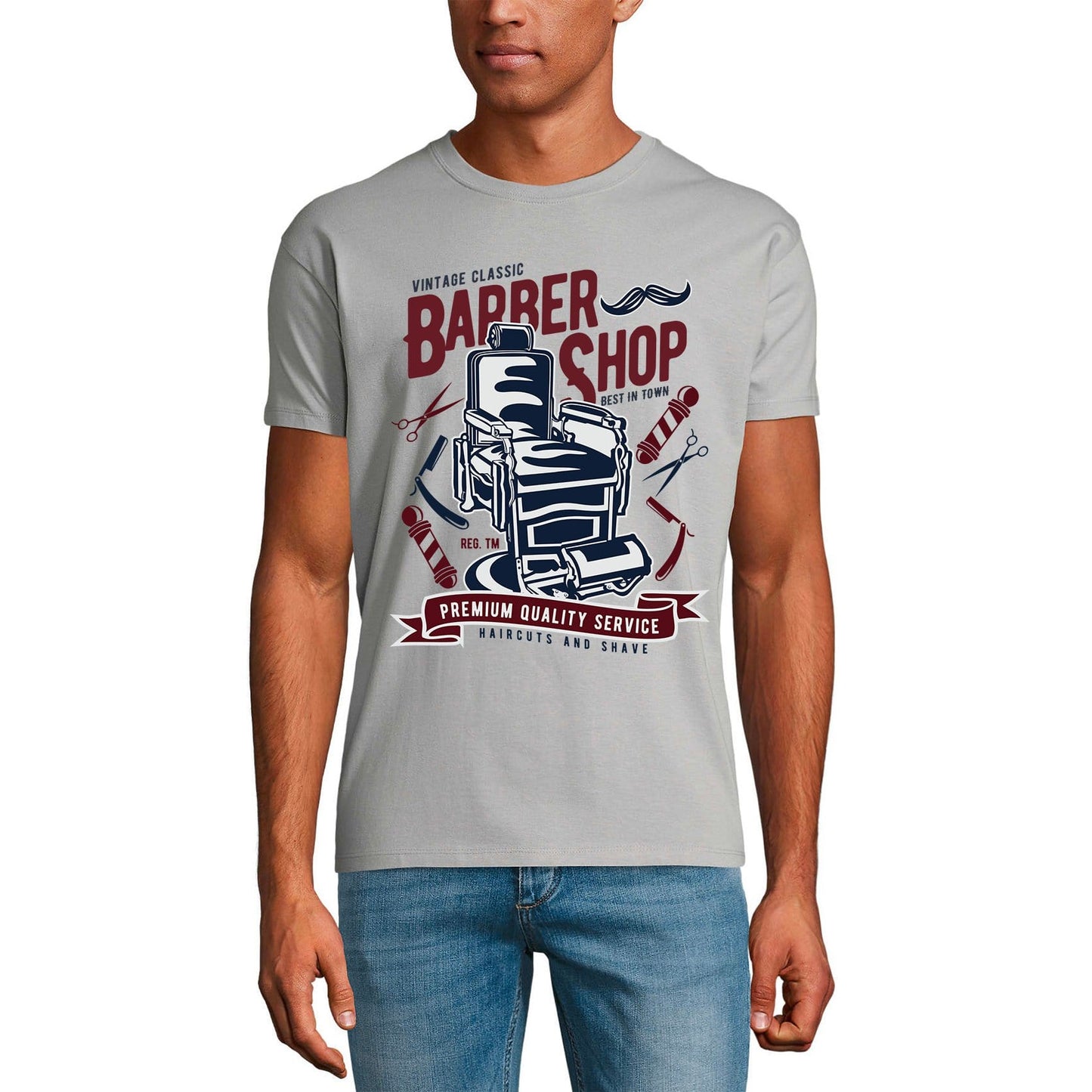 ULTRABASIC Herren-Grafik-T-Shirt Vintage Classic Barber Shop – Freizeithemd