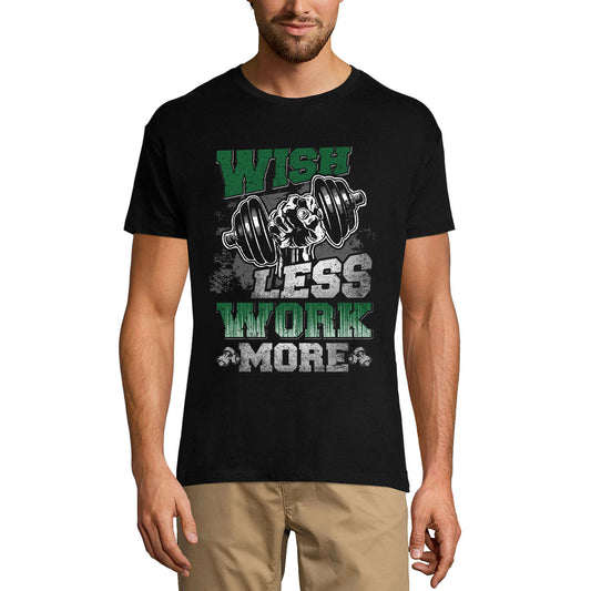 ULTRABASIC Men's Gym T-Shirt Wish Less Work More - Motivational Workout Shirt