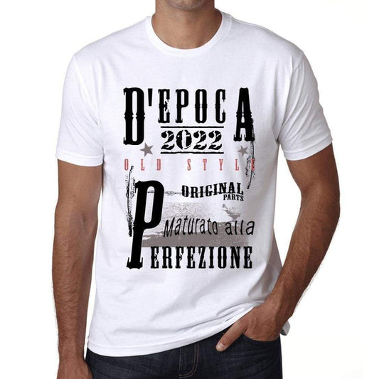 Aged to Perfection, Italian, 2022, White, Men's Short Sleeve Round Neck T-shirt, gift t-shirt 00357 - Ultrabasic