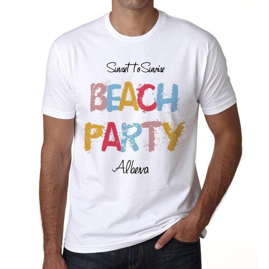 Albena Beach Party White Mens Short Sleeve Round Neck T-Shirt 00279 - White / S - Casual