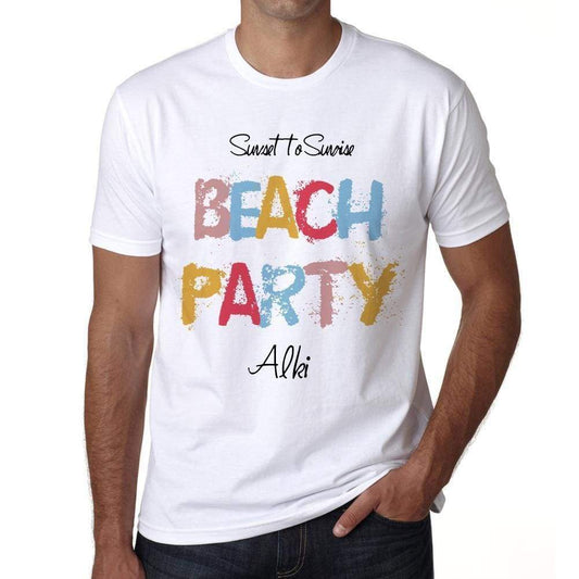 Alki Beach Party White Mens Short Sleeve Round Neck T-Shirt 00279 - White / S - Casual