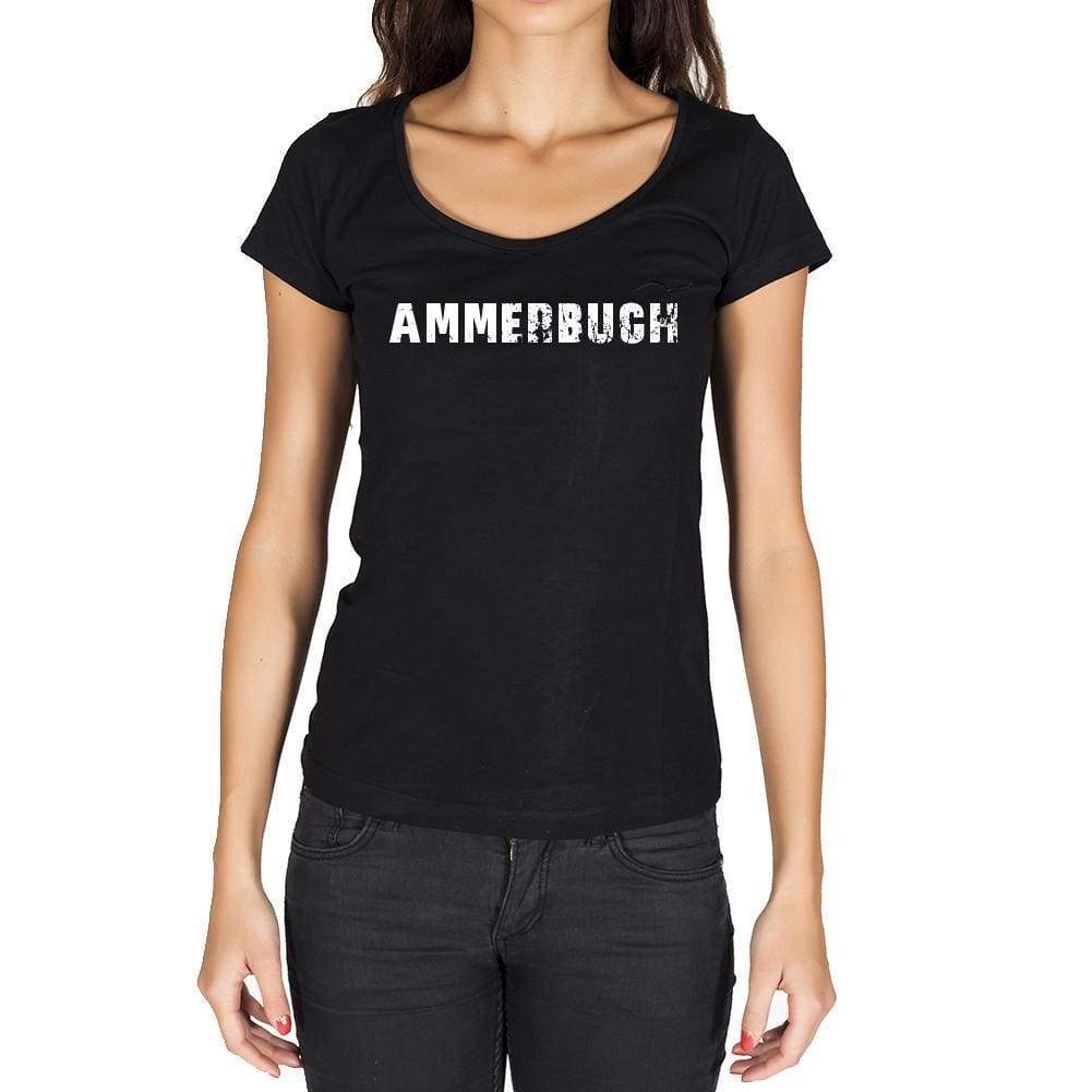 Ammerbuch German Cities Black Womens Short Sleeve Round Neck T-Shirt 00002 - Casual